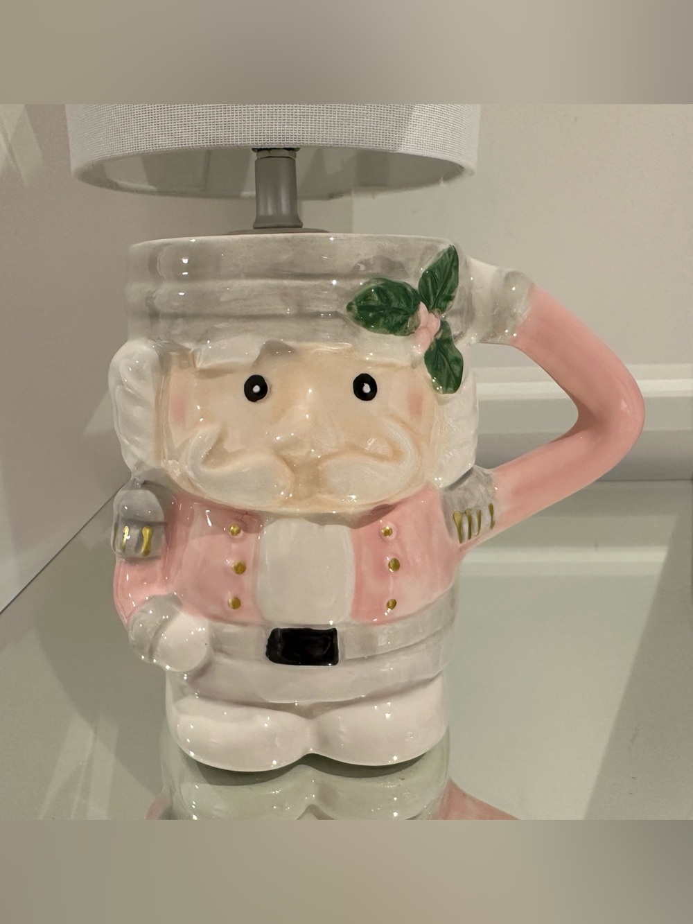 🎅 NWT Santa Claus Nutcracker Suit Ballet Pink, White, Grey & Gold Christmas Mug